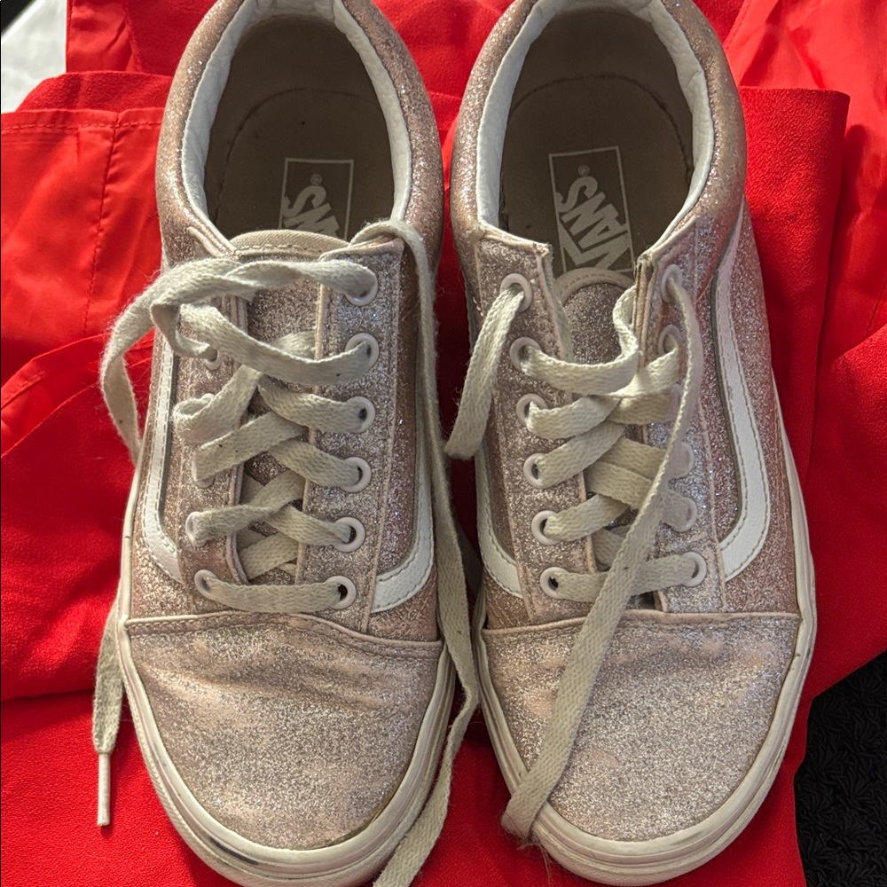 Vans Rose Gold Glitter Sneakers 4